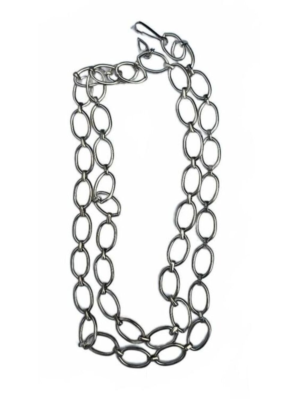 Vintage Signed Chameleon Heavy 81g Convertible Oval Link Chain Necklace